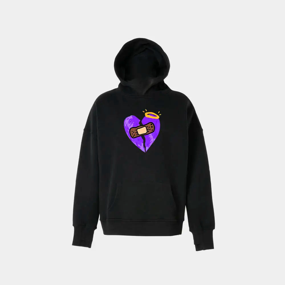 Hoodie – Purple Broken Heart Graphic | NOVUS هودي قلب مكسور بنفسجي