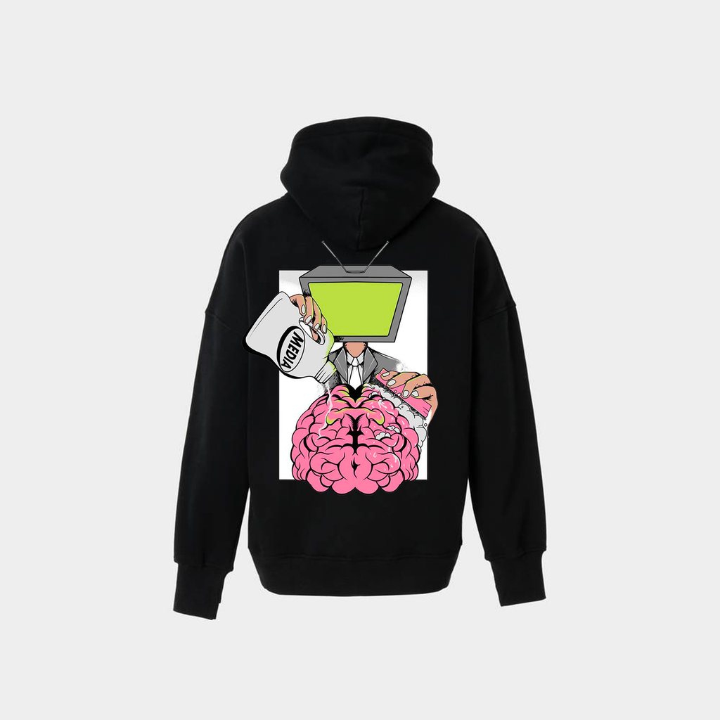 Hoodie – Pop Art Brain Graphic Black | NOVUS هودي ارت بوب دماغ كرتوني