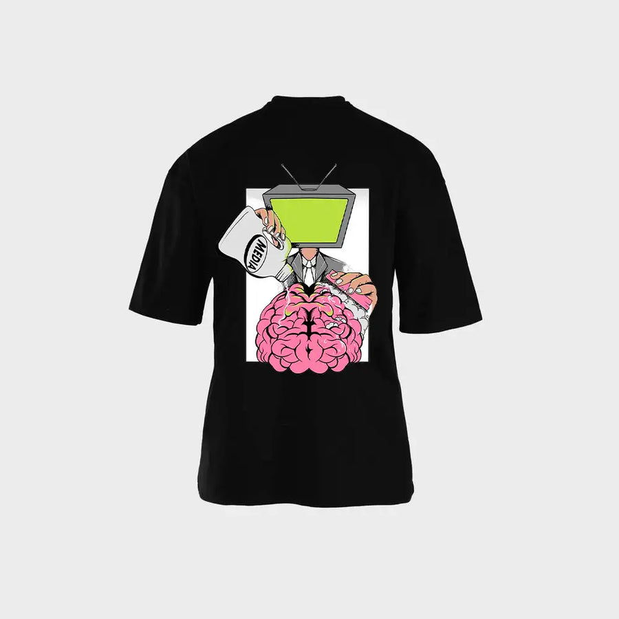 T-Shirt – Pop Art Brain Graphic Black | NOVUS تيشيرت ارت بوب دماغ كرتوني