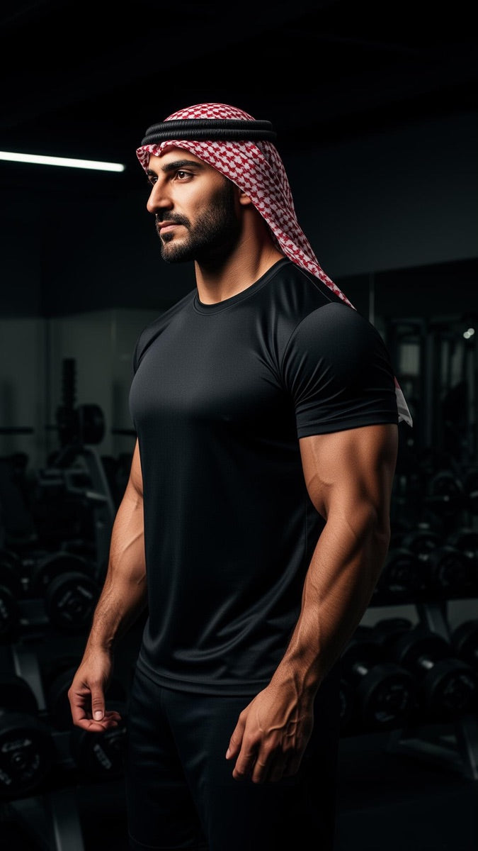 رياضي يلبس تيشيرت NOVUS داخل الجيم